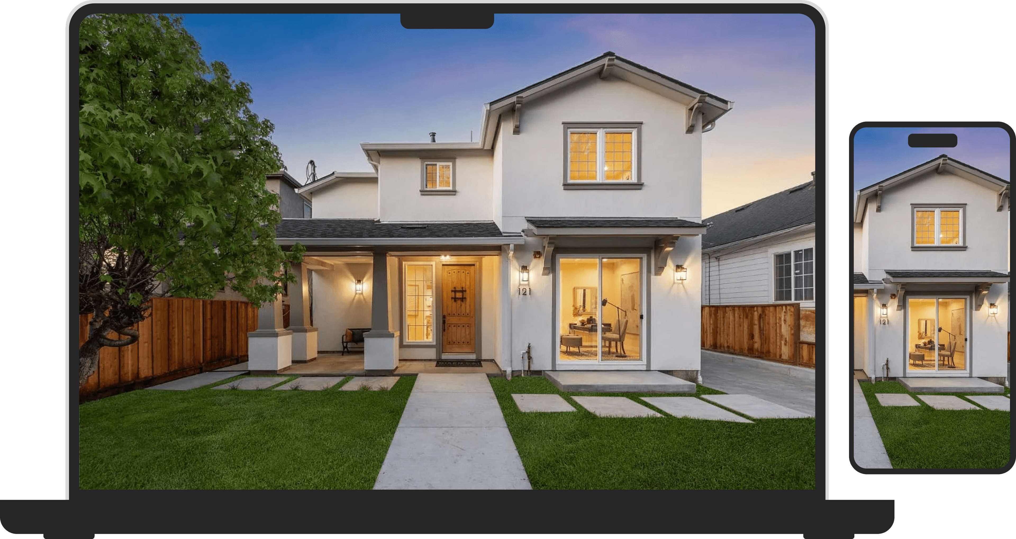 Finished property video shown on laptop and phone